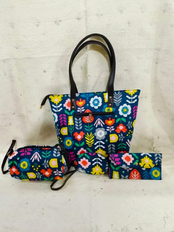 Jaipuri Printed Cotton 4pes Bag Set