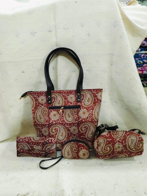 Jaipuri Printed Cotton 4pes Bag Set