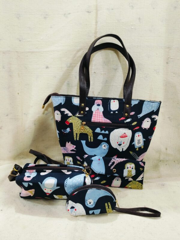 Jaipuri Printed Cotton 4pes Bag Set