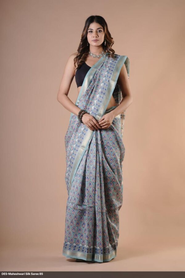 Hand Block Maheshwari Silk Saree
