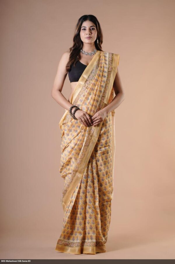 Hand Block Maheshwari Silk Saree