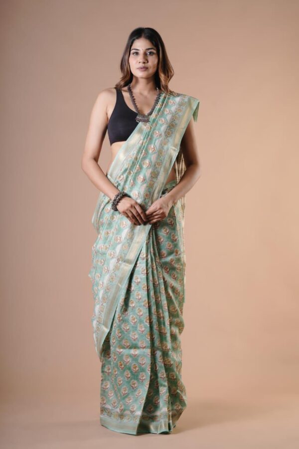 Hand Block Maheshwari Silk Saree