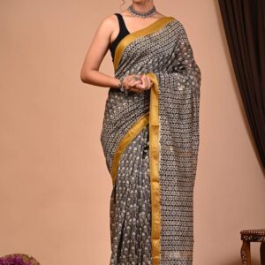 Hand Block Maheshwari Silk Saree