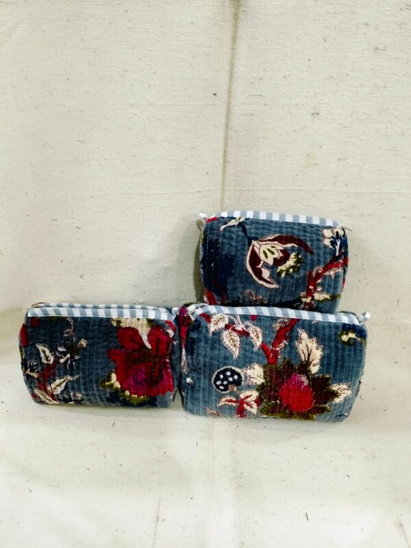 Jaipuri Print Velvet Makeup Bag