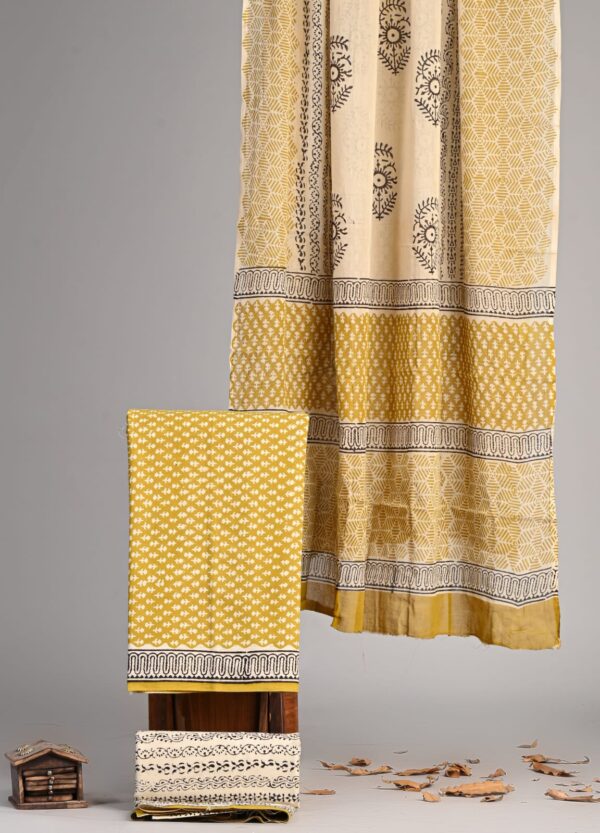 Block Print Cotton Suit With Cotton Dupatta