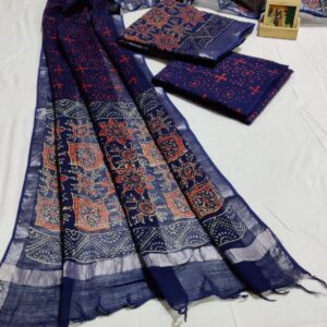 Hand Block Print Linen Cotton Suit