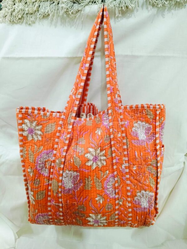 Jaipuri Print Cotton Quilted Tote Bag