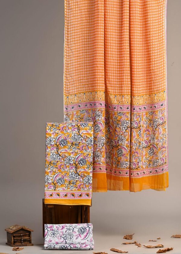 Jaipuri Print Cotton Suit With Cotton Dupatta