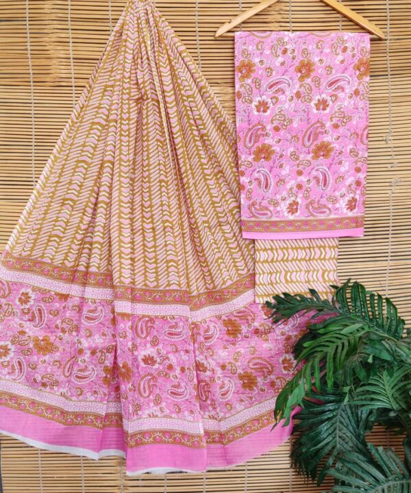 Jaipuri Print Cotton Suit With Cotton Dupatta