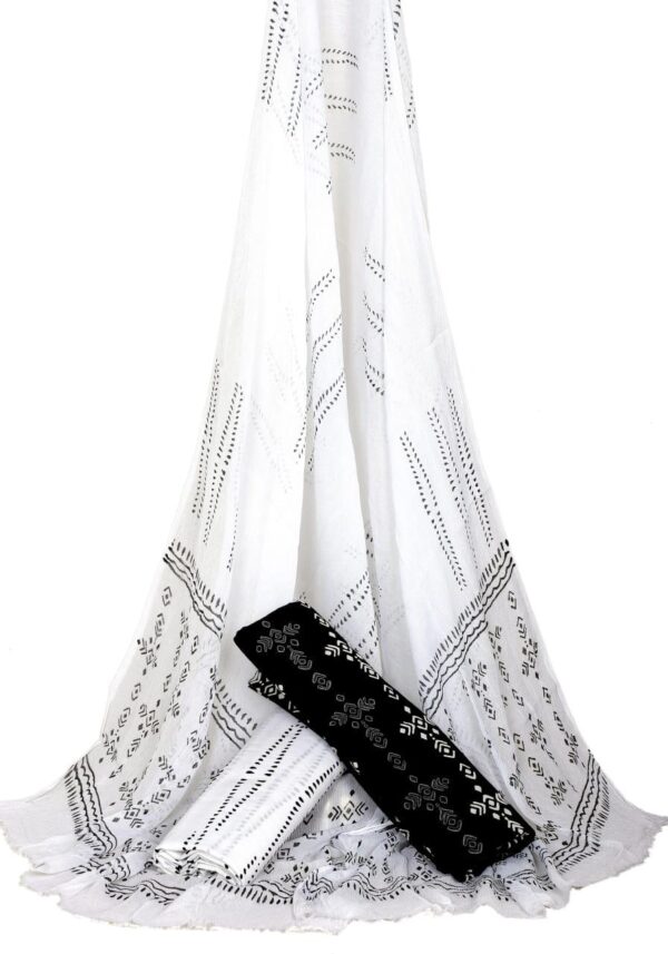 Hand Block Print Cotton Suit With Chiffon Dupatta