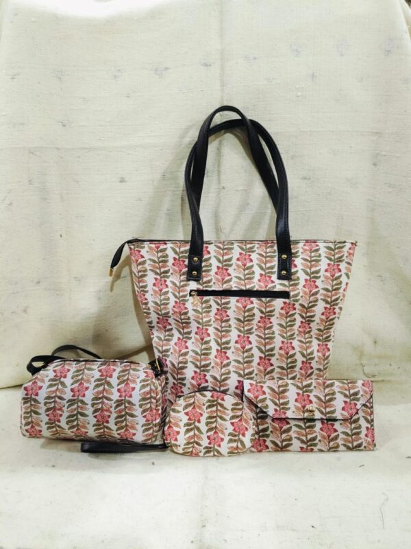 Jaipuri Printed Cotton 4pes Bag Set
