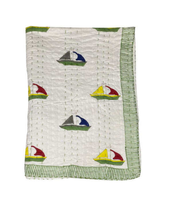 Block Print Baby Quilt 40x60 Inches