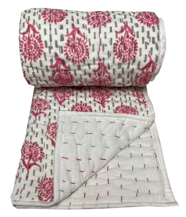 Block Print Baby Quilt 40x60 Inches