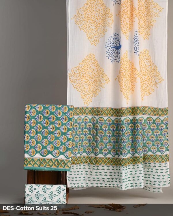 Block Print Cotton Suit With Cotton Dupatta