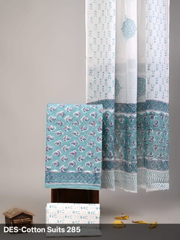 Block Print Cotton Suit With Cotton Dupatta