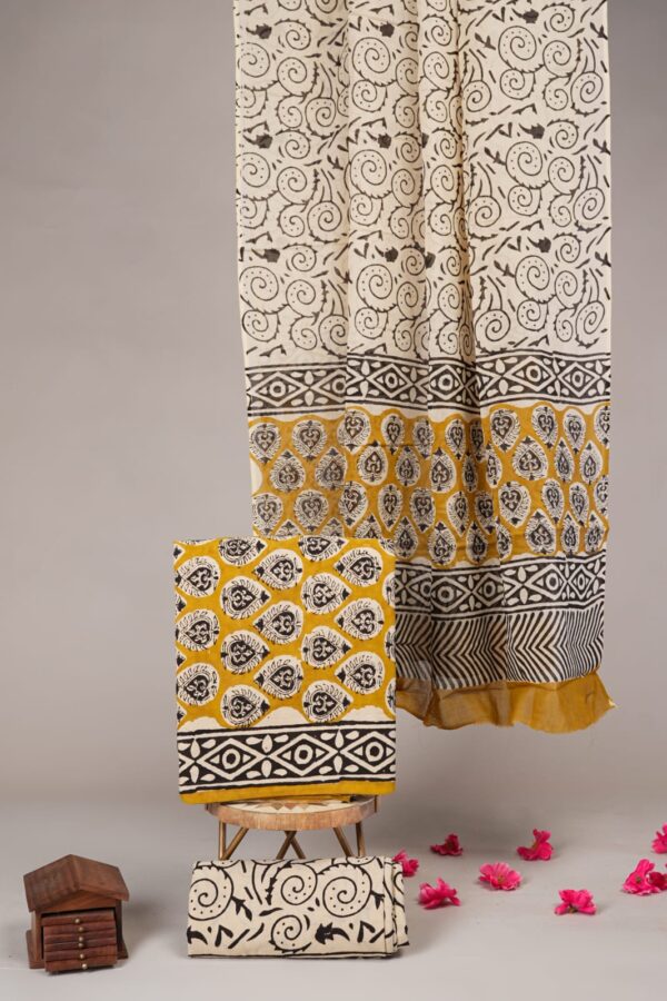 Block Print Cotton Suit With Cotton Dupatta