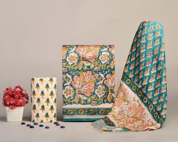 Hand Block Print Chanderi Silk Suit