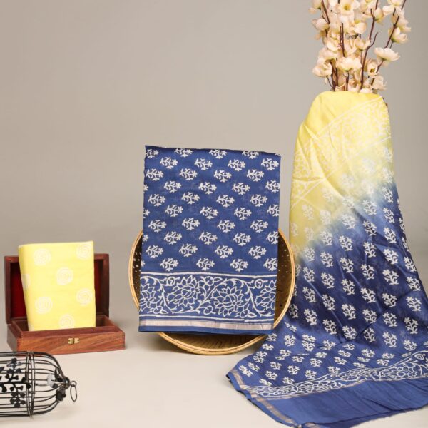 Hand Block Print Chanderi Silk Suit