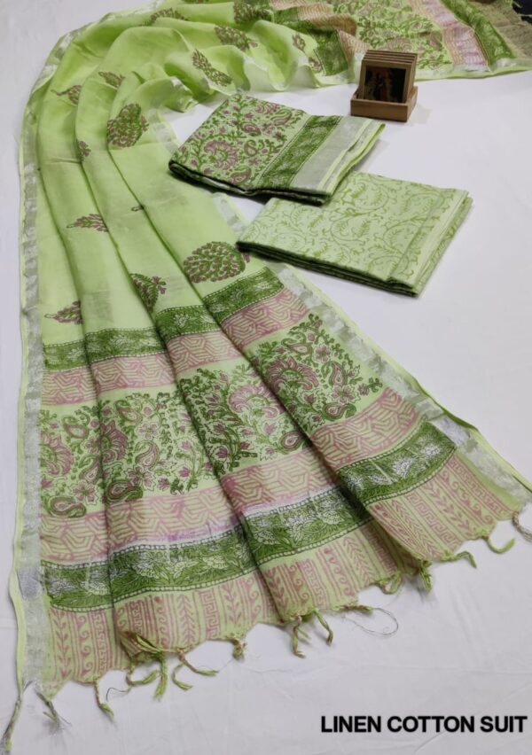 Hand Block Print Linen Cotton Suit