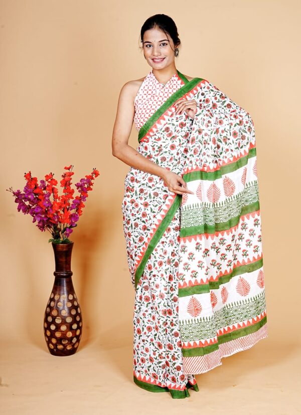 Block Print Cotton Saree