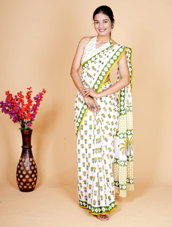Block Print Cotton Saree