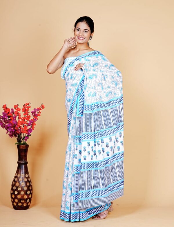Block Print Cotton Saree