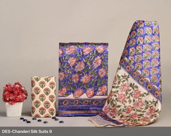 Hand Block Print Chanderi Silk Suit