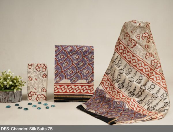 Hand Block Print Chanderi Silk Suit