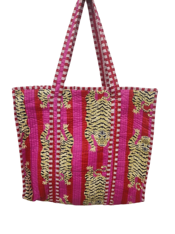 Jaipuri Print Cotton Quilted Tote Bag With Zip