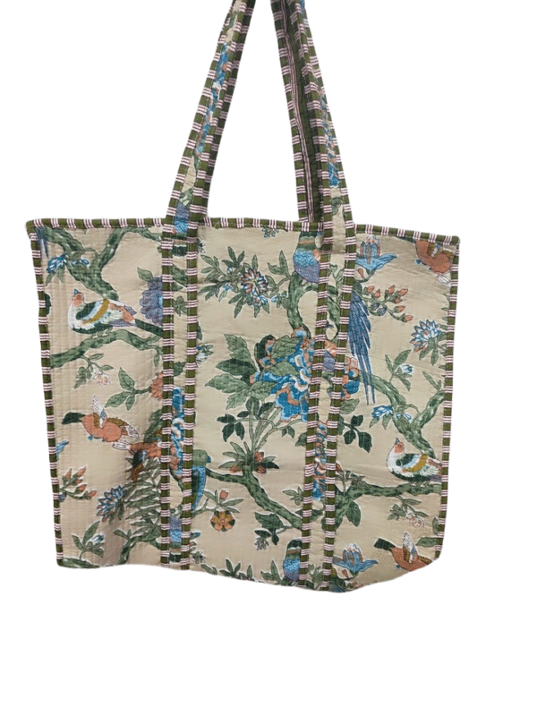 Jaipuri Print Cotton Quilted Tote Bag With Zip
