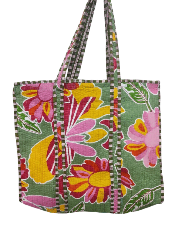 Jaipuri Print Cotton Quilted Tote Bag With Zip