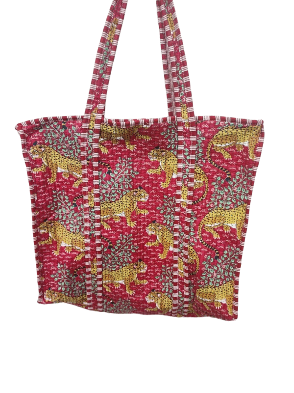 Jaipuri Print Cotton Quilted Tote Bag With Zip