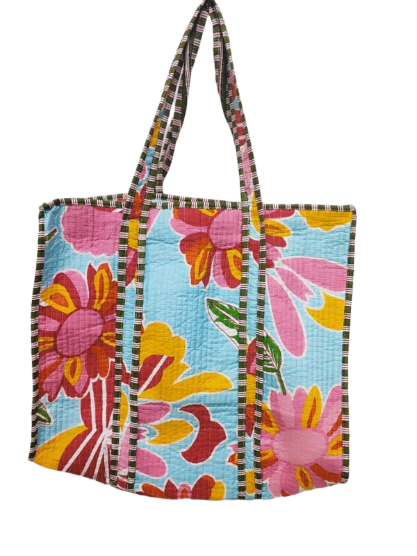 Jaipuri Print Cotton Quilted Tote Bag With Zip