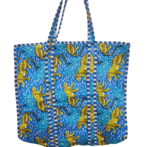 Jaipuri Print Cotton Quilted Tote Bag With Zip