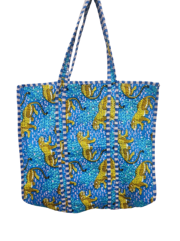 Jaipuri Print Cotton Quilted Tote Bag With Zip