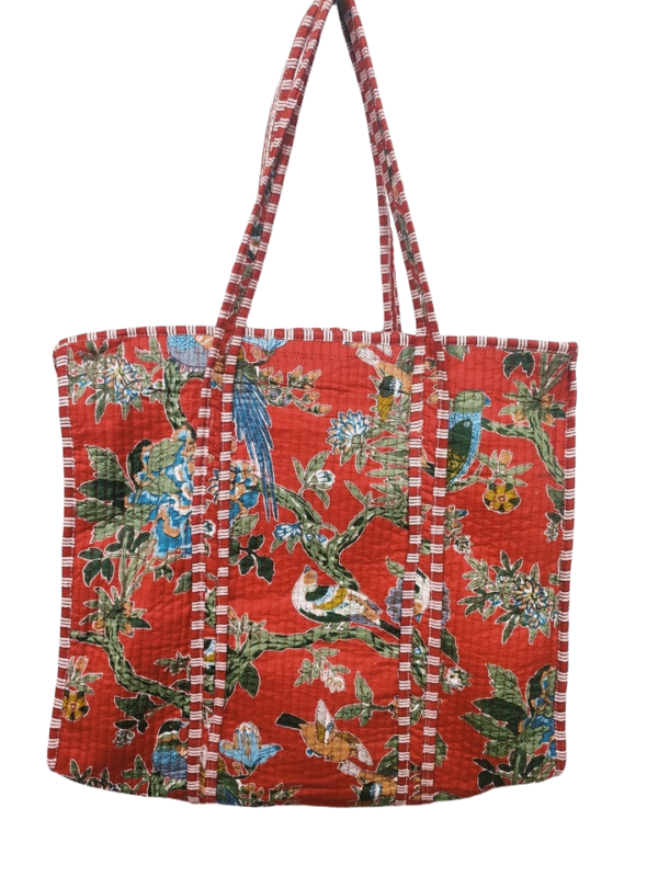 Jaipuri Print Cotton Quilted Tote Bag With Zip