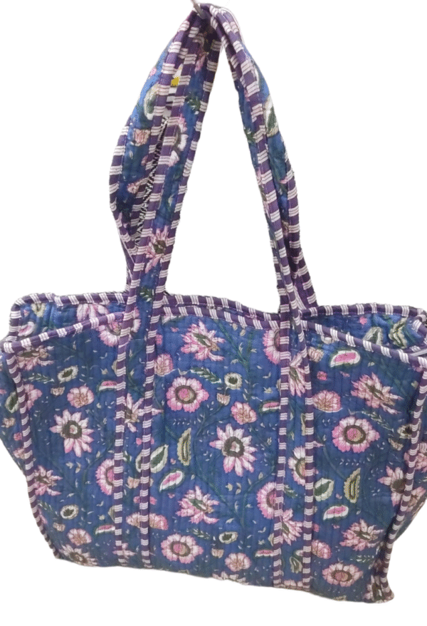 Jaipuri Print Cotton Quilted Tote Bag With Zip