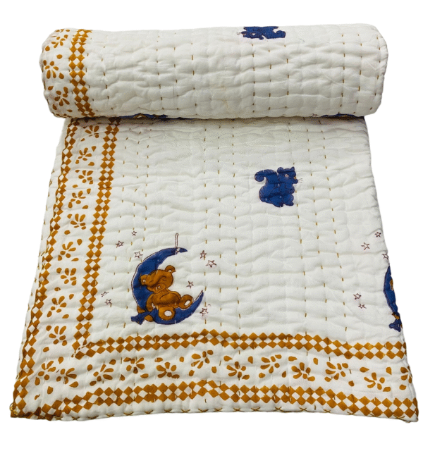 Block Print Baby Quilt 40x60 Inches