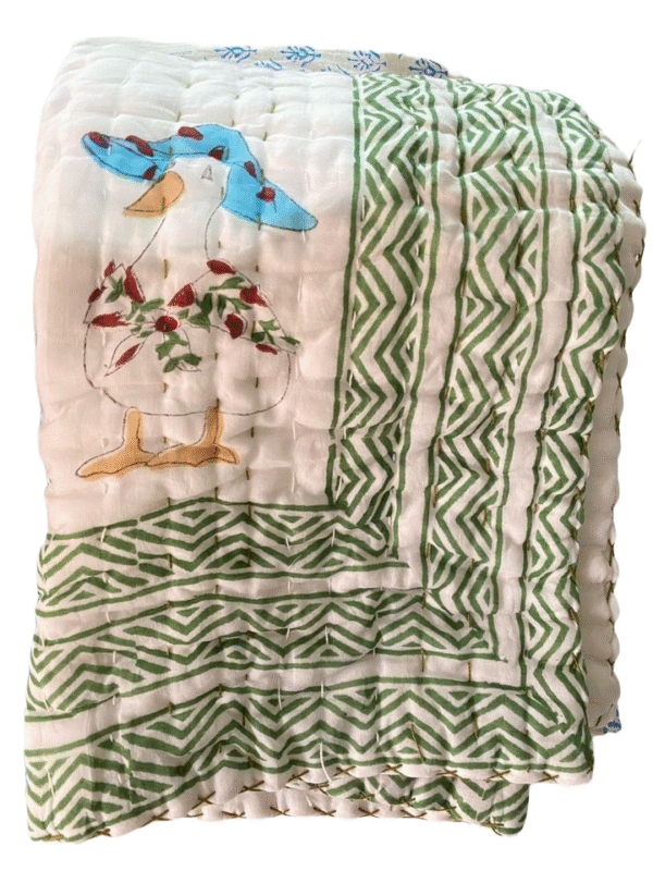 Block Print Baby Quilt 40x60 Inches
