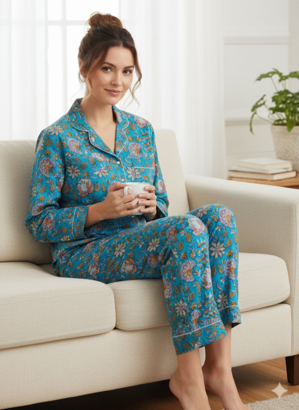 Jaipuri Print Night Suits Long