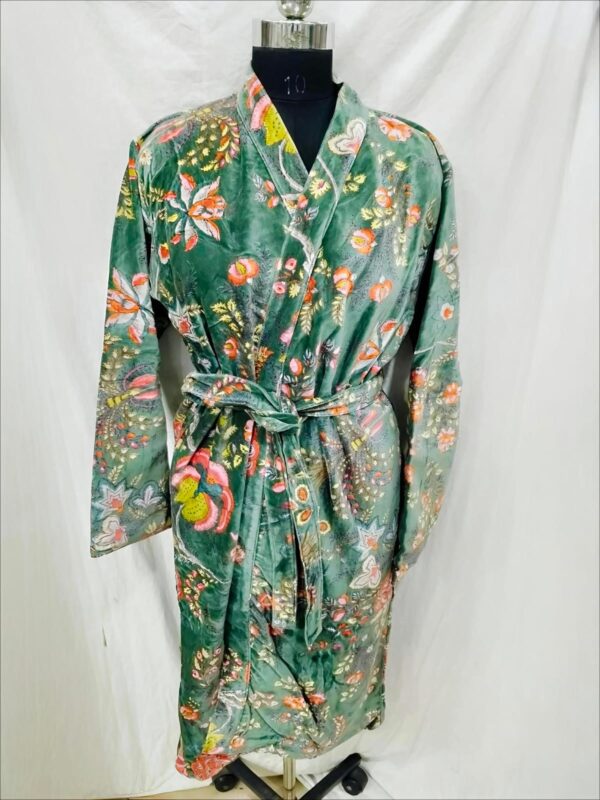 Jaipuri Print Cotton Velvet Robe