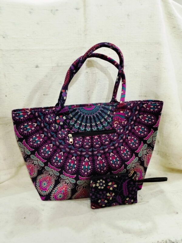 Mandala Tote Zip Bag With 1 Small Bag