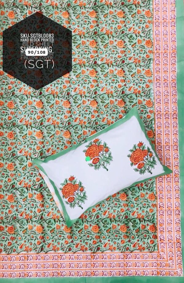 Block Print Bedsheet With 2 Pillow