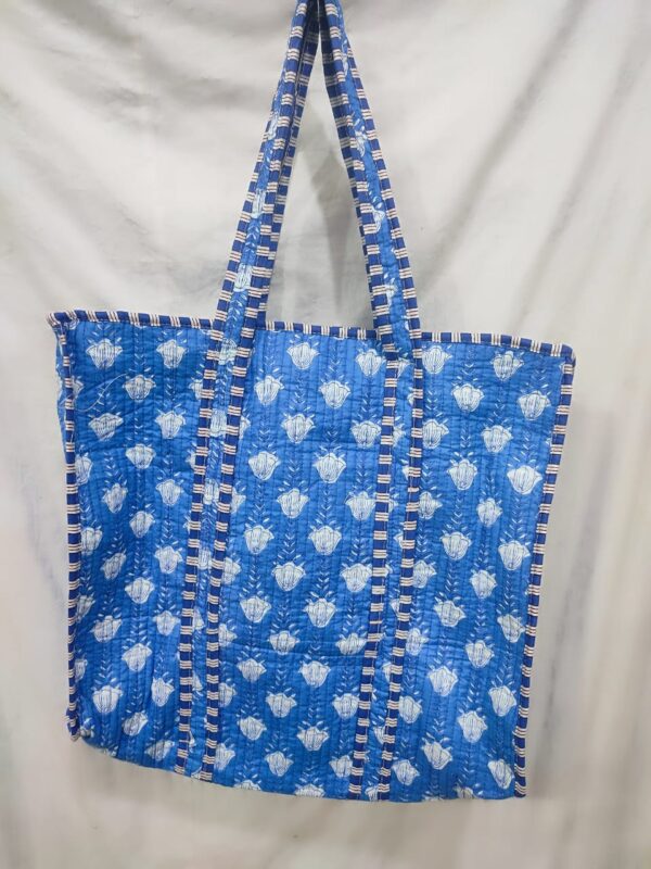 Jaipuri Print Cotton Quilted Tote Bag With Zip