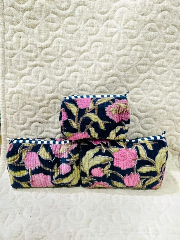 Jaipuri Print Velvet Makeup Bag