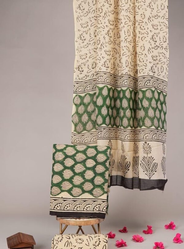 Block Print Cotton Suit With Cotton Dupatta