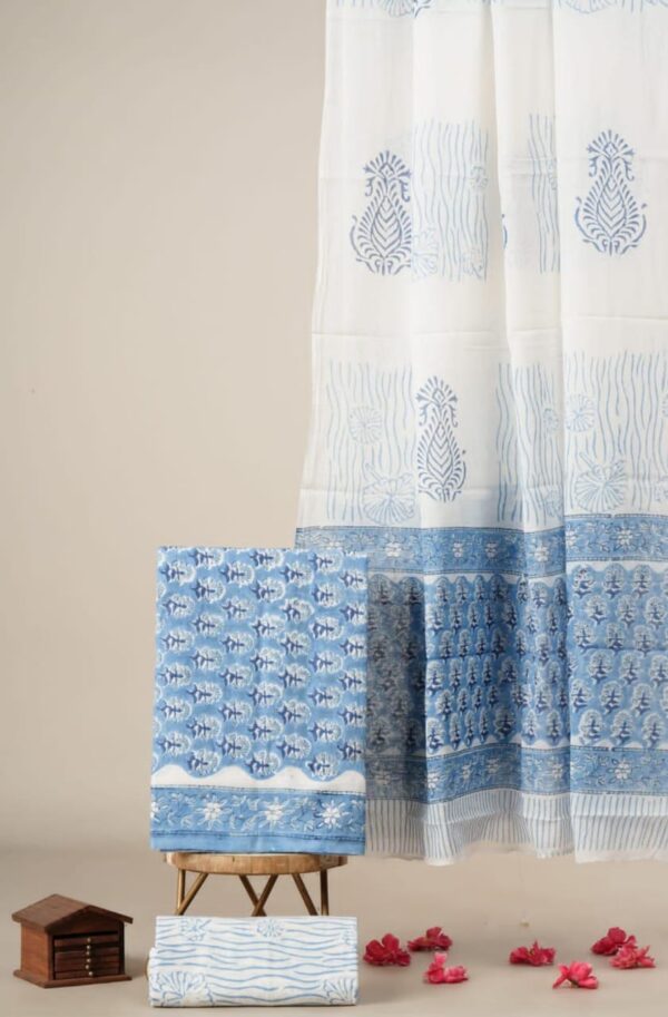Block Print Cotton Suit With Cotton Dupatta