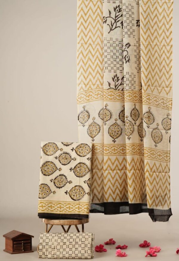 Block Print Cotton Suit With Cotton Dupatta