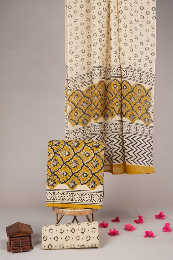 Block Print Cotton Suit With Cotton Dupatta