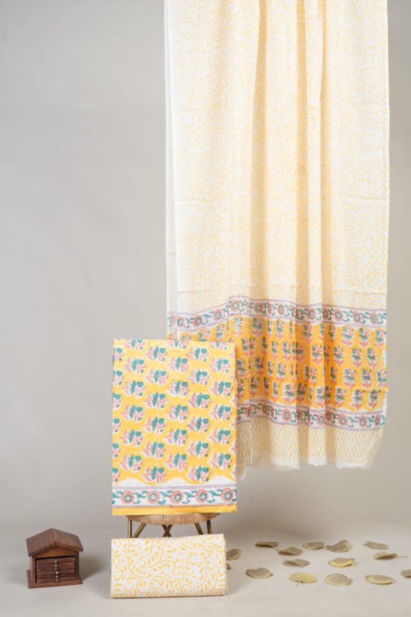 Block Print Cotton Suit With Cotton Dupatta